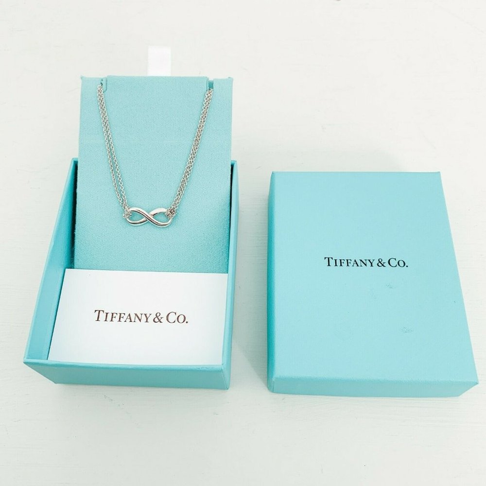Tiffany & Co. Silver Infinity Necklace with Signature Blue Box